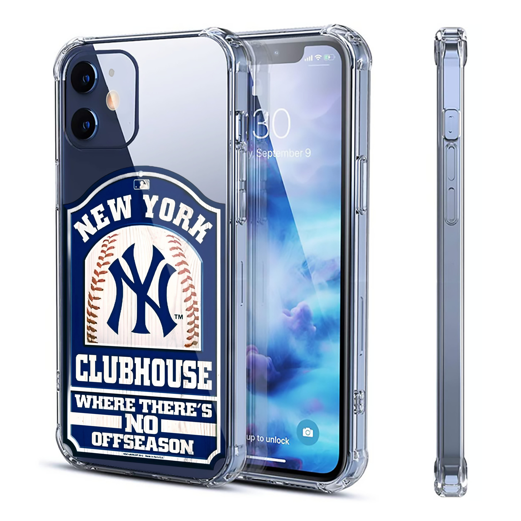 New York Yankees Club House Clear IPhone 12 Case – Soft TPU With UV Print – Enhanced Drop Protection, Precise Fit, Anti-Fingerprint, Customizable Design, Scratch-Resistant, Yellow-Resistant
